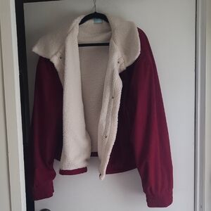 Women’s Burgundy Sherpa-Lined Jacket